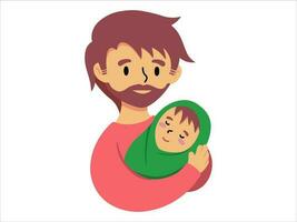 papa en portant bébé ou avatar icône illustration vecteur
