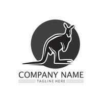 logo animal kangourou et illustration vectorielle de conception vecteur