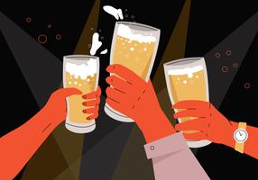 Bière Cheers dans les fêtes au bureau et rassemblement Vector Illustration plat