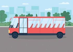 bus sur illustration vectorielle de rue plat couleur vecteur