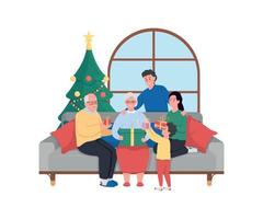 fête de noël en famille bannière web vecteur 2d