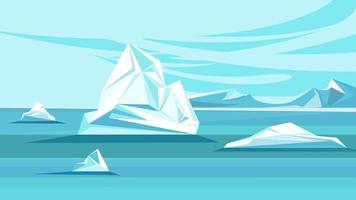 pôle nord avec la fonte des icebergs vecteur