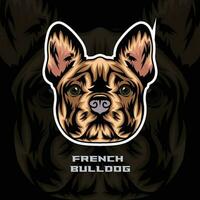 français bouledogue chien visage vecteur Stock illustration, chien mascotte logo, chien visage logo vecteur