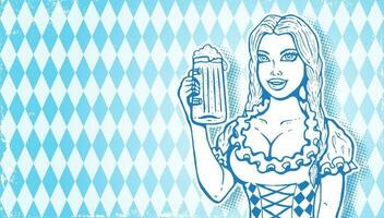 vecteur oktoberfest fille avec Bière