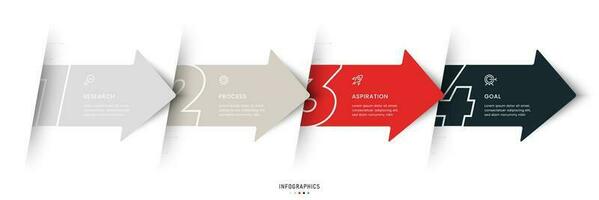 modèle de conception d'étiquettes infographiques vectorielles avec icônes et 4 options ou étapes. peut être utilisé pour le diagramme de processus, les présentations, la mise en page du flux de travail, la bannière, l'organigramme, le graphique d'informations. vecteur