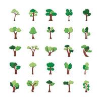 ensemble de vingt-cinq arbres mis icônes de la collection vecteur