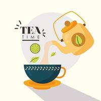 bouilloire à thé et conception de vecteur de tasse