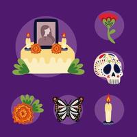 autel mexicain du jour des morts avec des icônes de style plat vecteur