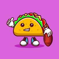 vecteur illustration de kawaii taco dessin animé personnage avec américain Football balle. vecteur eps dix