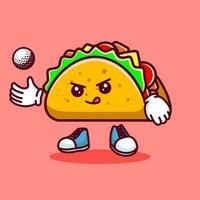 vecteur illustration de kawaii taco dessin animé personnage avec bâton le golf et balle. vecteur eps dix