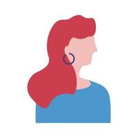 icône de style plat de jeune femme profil avatar caractère vecteur