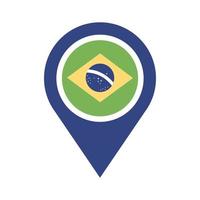drapeau du brésil dans l'icône de style plat emplacement broche vecteur