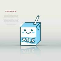 icône de lait mignon dans un style plat. illustration vectorielle de milkshake sur fond blanc isolé. concept d'entreprise de conteneur drôle de dessin animé. vecteur