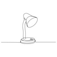 un ligne dessin continu conception de bureau lampe sur blanc Contexte. vecteur