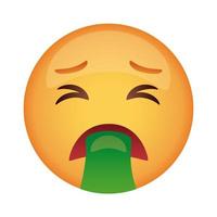 visage emoji vomissant icône de style plat vecteur
