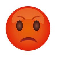 emoji en colère avec icône de style plat visage rouge vecteur