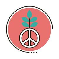 symbole de paix avec icône de style de ligne et de remplissage vecteur