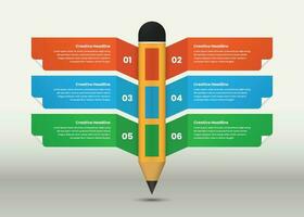 moderne pas infographie modèle conception avec crayon et ailes vecteur