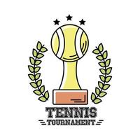 sport de tennis de balle trophée avec ligne de couronne de couronne et icône de style de remplissage vecteur
