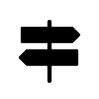 panneaux d'affichage montrer du doigt dans différent directions noir glyphe ui icône. GPS la navigation. utilisateur interface conception. silhouette symbole sur blanc espace. solide pictogramme pour la toile, mobile. isolé vecteur illustration