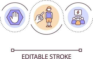protéger les enfants de harcèlement boucle concept icône. Arrêtez agression dans école. sûr société abstrait idée mince ligne illustration. isolé contour dessin. modifiable accident vasculaire cérébral vecteur