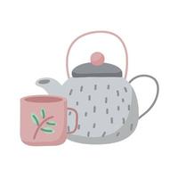 tasse à thé et conception de vecteur de théière