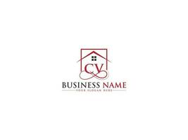 initiales réel biens CV luxe Accueil logo, unique CV logo lettre vecteur maison