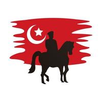 Turquie drapeau pays patriotique avec soldat à cheval vecteur