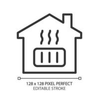 central chauffage pixel parfait linéaire icône. Accueil radiateur. Publique utilitaire. thermostat. électrique Ménage appareil. mince ligne illustration. contour symbole. vecteur contour dessin. modifiable accident vasculaire cérébral