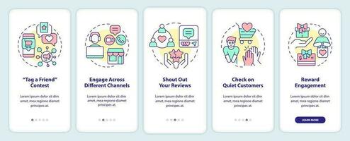 client engagement stratégies l'intégration mobile app filtrer. procédure pas à pas 5 pas modifiable graphique instructions avec linéaire concepts. interface utilisateur, ux, gui modèle vecteur