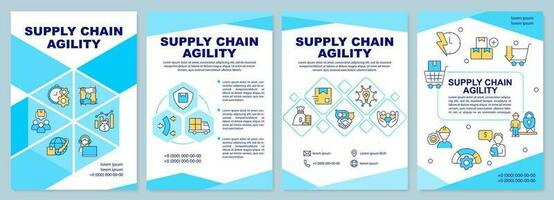 la fourniture chaîne agilité bleu brochure modèle. brochure conception avec linéaire Icônes. modifiable 4 vecteur mises en page pour présentation, annuel rapports