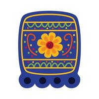 fête de guirlande carrée mexicaine avec icône de style plat fleur vecteur