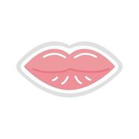 icône de style plat autocollant lèvres vecteur