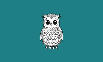 content mignonne hibou kawaii ligne art conception vecteur