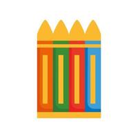 crayons couleurs fournitures scolaires icône de style plat vecteur