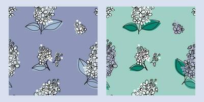 ensemble de sans couture floral modèle blanc lilas dans abstrait plat style. vecteur illustration