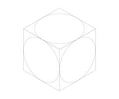 isométrique dessin de une cube avec cercles inscrit vecteur