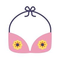 soutien-gorge femme avec icône de style plat féminisme fleurs vecteur