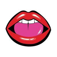 bouche pop art avec style de remplissage de la langue et des dents vecteur