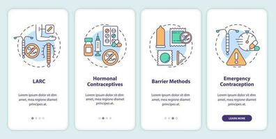 la contraception méthodes l'intégration mobile app filtrer. aux femmes santé procédure pas à pas 4 pas modifiable graphique instructions avec linéaire concepts. interface utilisateur, ux, gui modèle vecteur