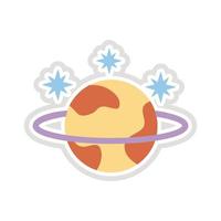 icône de style plat autocollant planète Saturne vecteur
