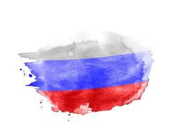drapeau russe de peinture aquarelle pinceau dessiné à la main avec place vecteur