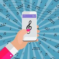 lecture de musique sur votre smartphone en ligne à partir d'Internet vecteur