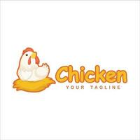 poulet pose Oeuf dessin animé logo vecteur