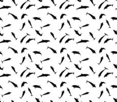 modèle sans couture de dauphins noirs dans différentes variantes. sauter, voler, nager et plonger vecteur
