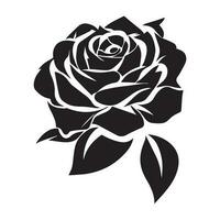 Rose vecteur silhouette noir couleur, Rose vecteur illustration