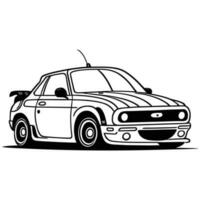 cette est s une vecteur voiture clipart, voiture vecteur silhouette, une noir et blanc voiture sur le route vecteur ligne art.