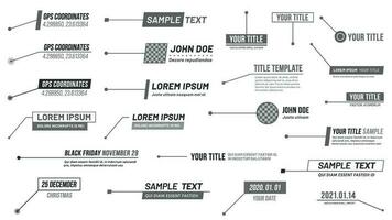 légendes titres bannière. numérique information Étiquettes, faire appel à bar étiquette et minimal inférieur troisième modèle disposition vecteur illustration ensemble