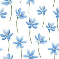 sans couture floral modèle avec bleu fleurs. main tiré aquarelle vecteur