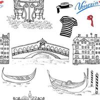 Venise Italie modèle sans couture croquis dessiné main doodle dessin illustration vectorielle vecteur